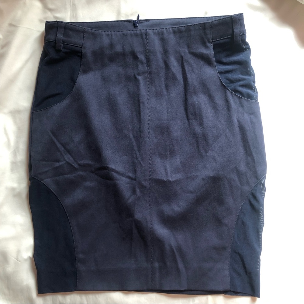 ❤️Patrizia Pepe Sera Navy Mesh Skirt Pockets EUR 44/US 4